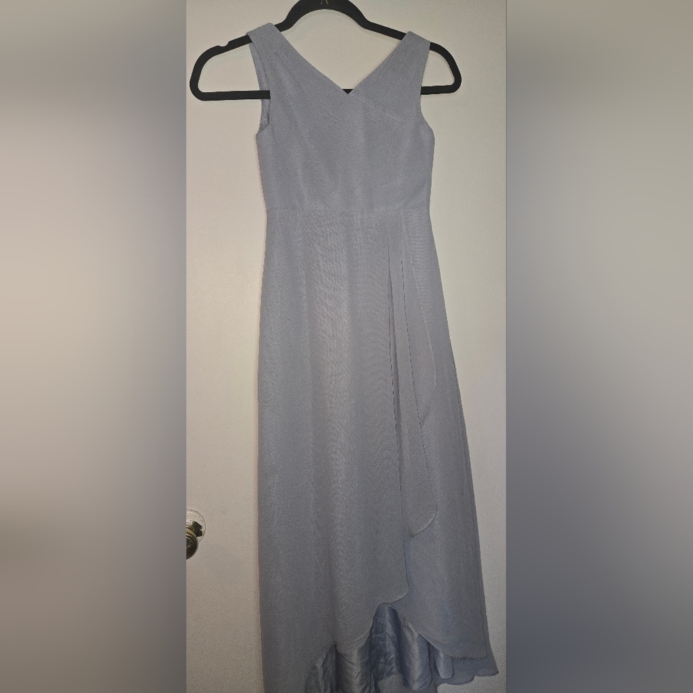 Azazie V-Neck Dress in Light Blue (2b) - Picture 4 of 9